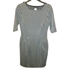 Venus Womens Black White Geometric Print Stretch Mini Dress US S Tulip Y2K Vtg